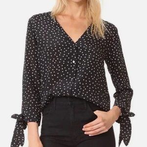 Madewell 100% silk star print blouse - black white - size S